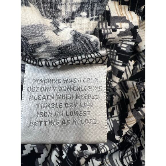 Worthington Stretch Women’s Medium Ruffle Sleeve Mock Neck Top Black White - Picture 6 of 6